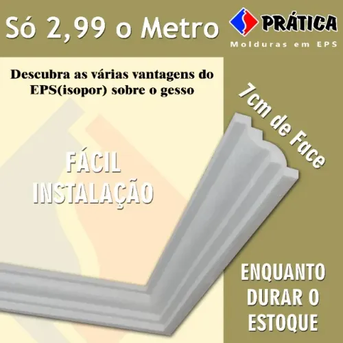 Moldura Roda Teto de Isopor - 7cm de Face/Frente - Só 2,99 o metro - Imita Gesso