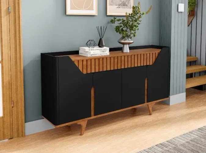 Aparador Buffet Preto fosco/Naturale
