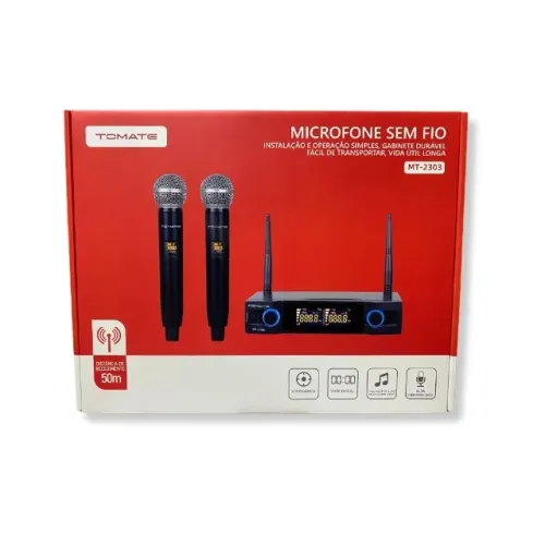 Microfone Profissional Sem Fio com Receptor Tomate MT-2303