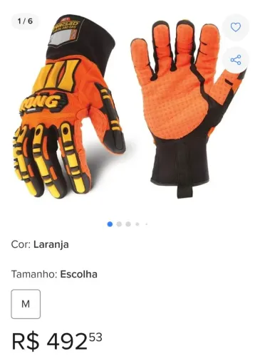 Luvas de Segurança Orange Kong/Anti impacto Grajaú RJ