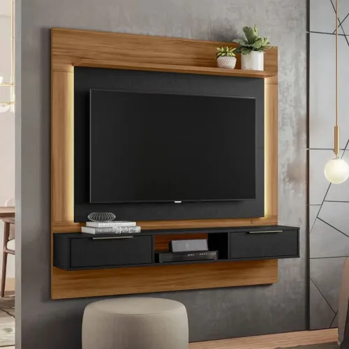 Painel NT1280 com Led para Tv Até 58 Polegadas - Freijó Trend/ Preto Tx
