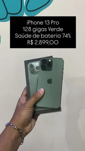 iPhone 13 Pro / 128GB / Verde Alpino / Saúde de bateria 74% / R$ 2.899,00