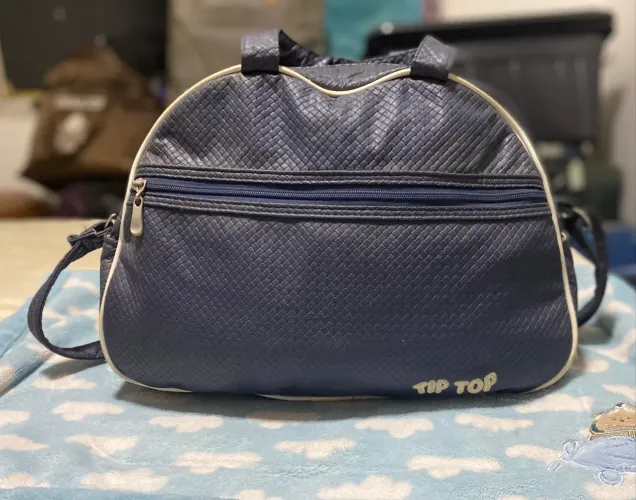 bolsa maternidade grade térmica couro azul marinho