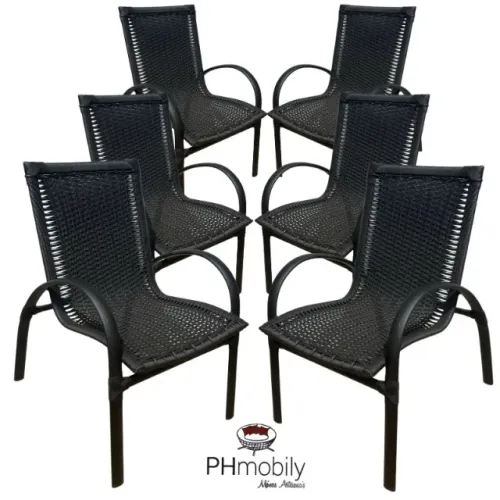 COMBO COM 06 CADEIRAS PESCARA DE ALUMINIO E FIBRA SINTÉTICA