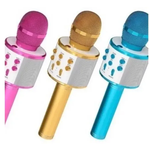 Microfone Sem Fio Karaoke Bluetooth WS858 com Caixa De Som 