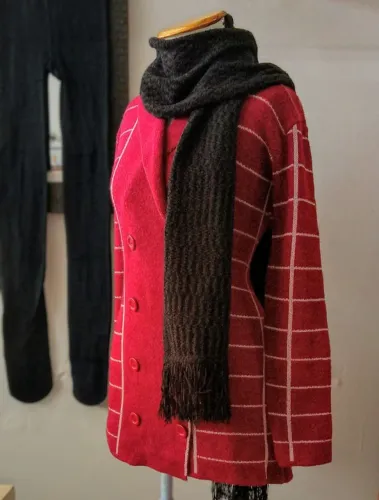 cachecol em tricot marrom/preto