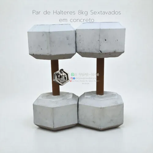 Halteres 8kg Par em Concreto Sextavado - Musculação e Exercícios fábrica em Santo Amaro