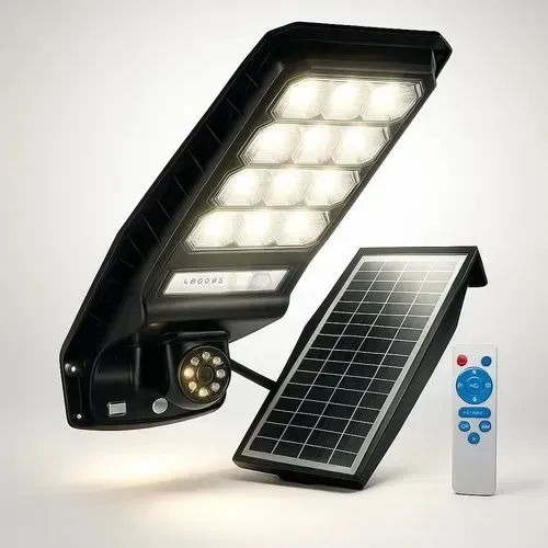 Refletor Solar LED C/ Câmera Wi-Fi + Sensor Presença + Controle | IP67