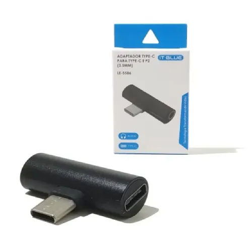 Adaptador Tipo C Macho P/ Tipo C e P2 Fêmea para Celular