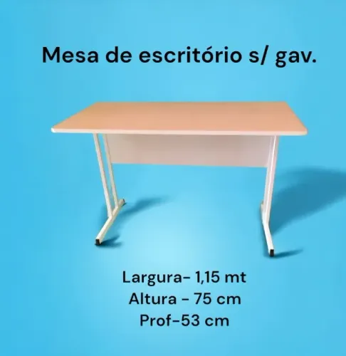 Mesa de escritório sem gaveta 100% MDF