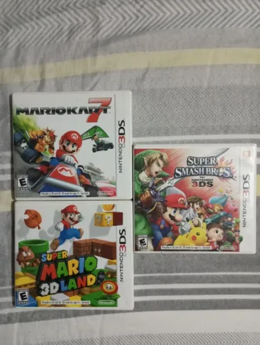 Lote jogos Nintendo 3DS - Super Mario 3D Land/Mario kart7/Super Smash Bros 3DS/Pokemon