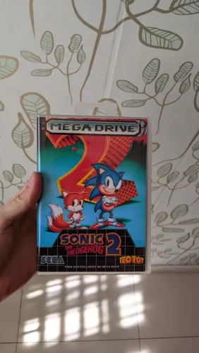 Estojo e encarte especial com poster Sonic 2 - mega drive genesis