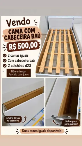 Cama de solteiro com baú embutido