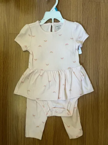 Carters: Conjunto carters body vestido e calça 24M