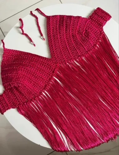 Top de Crochê Rosa Pink - Feito a mão