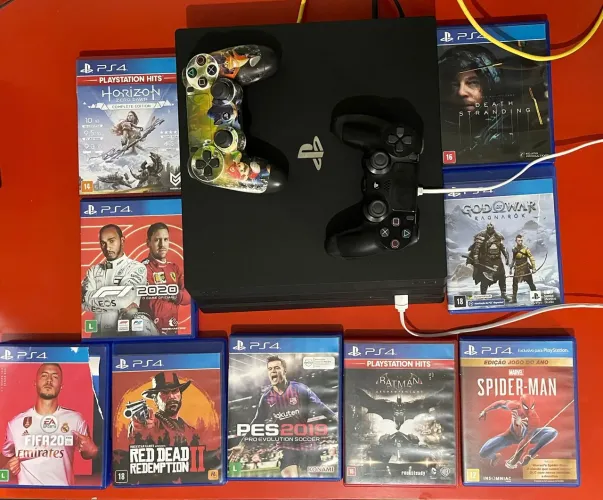 PlayStation PS4 Pró +2 Controles +9 Jogos Fisicos + Caixa Original