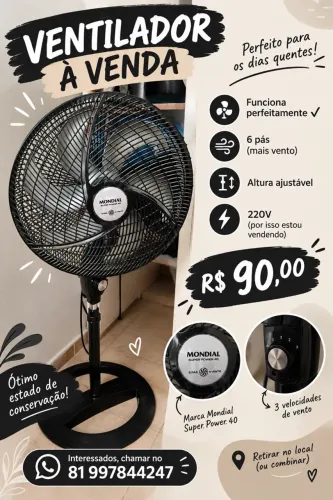 ventilador de pé - 110V - valor negociável