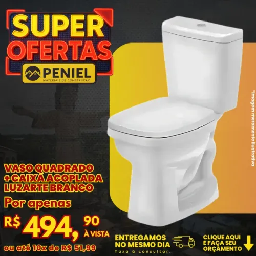 Vaso Quadrado + Caixa Acoplada Luzarte Branco