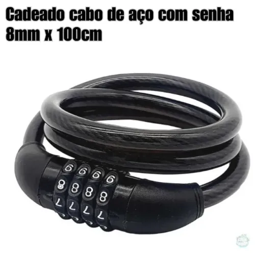 Cadeado cabo de aço com senha 8mm x 100cm