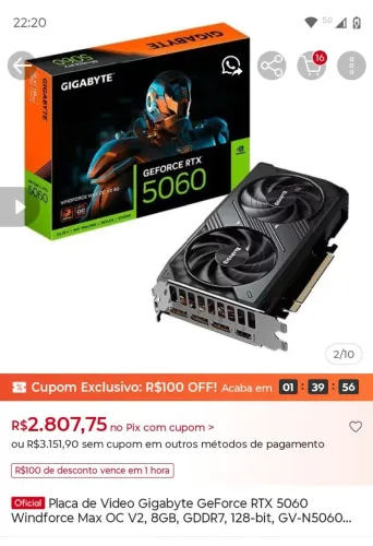 Placa de video geforce rtx 5060 nova lacrada com nota fiscal e garantia