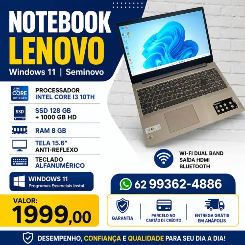 Notebook Lenovo Seminovo Garantia Parcelo no cartão 