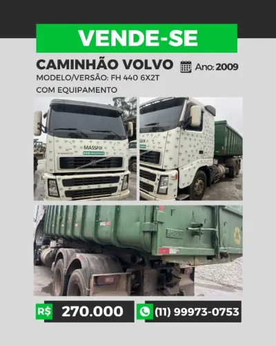CAMINHÃO VOLVO MODELO FH 440 6X2T COM EQUIPAMENTO ROLLON