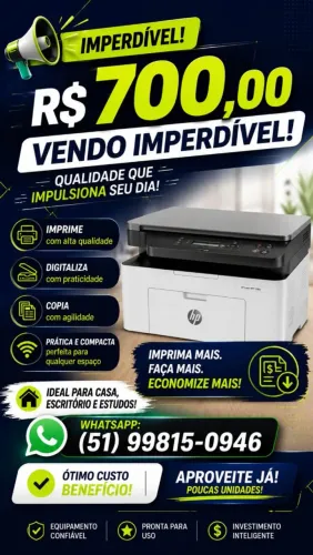 ? Impressora Multifuncional HP por apenas R$ 700,00!