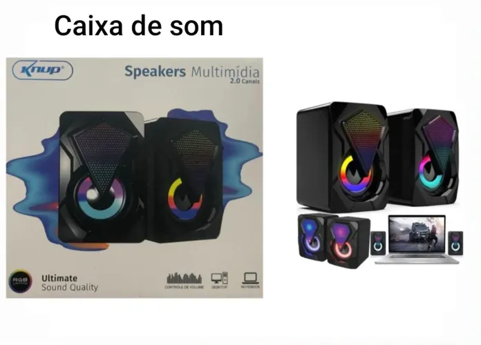 Caixa de som com fio RGB Knup 2.0 para notebook e computador Novo