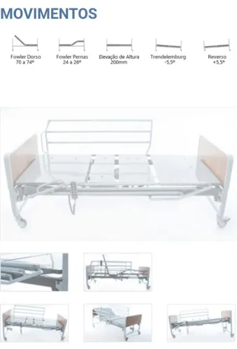 Cama hospitalar de 5 movimentos com controle