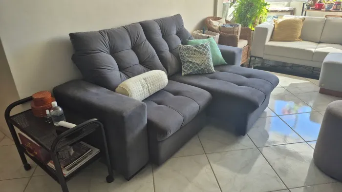 Sofá 3 Lugares Retrátil e Reclinável Biarritz - Suede Grafite | 200 cm