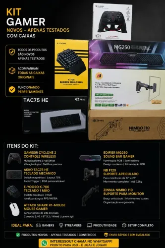 KIT PERIFÉRICOS GAMER - NOVOS, APENAS TESTADOS (PREÇOS NA DESCRIÇÃO)