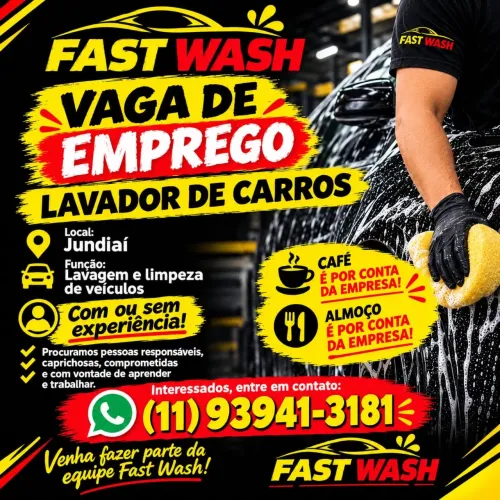 LAVADOR DE CARRO COM OU SEM EXPERIÊNCIA