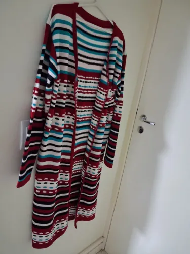 Maxi Casaco de Tricô Estampado