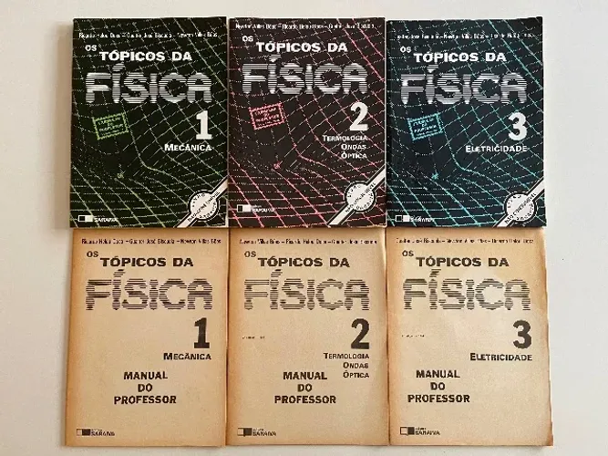 Raridade 1984 - Coleção Os Tópicos da Física Completa (Vols 1-3) + 3 Manuais do Professor