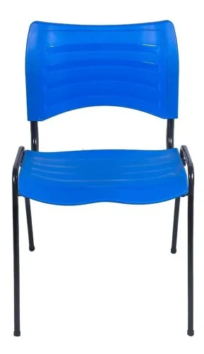 Cadeira fixa empilhável tipo Iso tubo 7/8 plastico azul