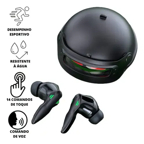 Fone Sem Fio Capacete Wireless Rs37 Hmaston Bluetooth Gamer Cor Preto