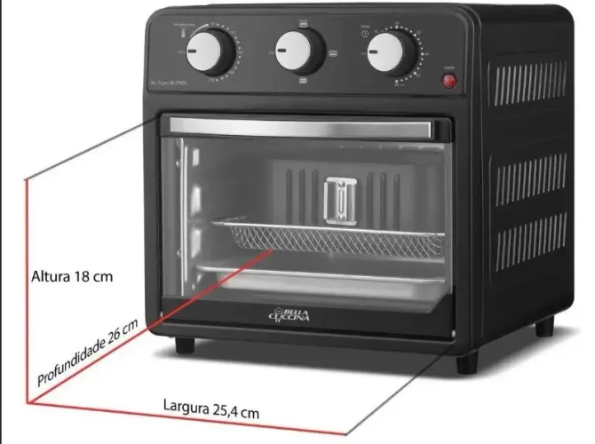 Air Fryer Bella Cuccina BCFR05 Preto com Timer 12L