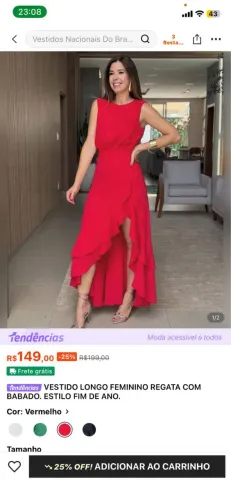 Vestido vermelho mídi tamanho M nunca usado
