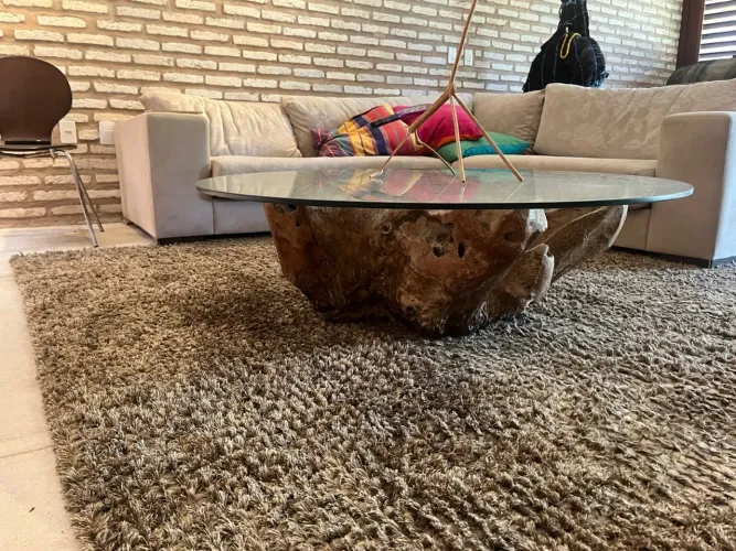 Mesa de centro tronco com vidro