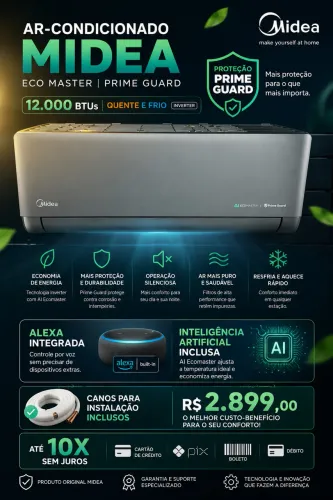Ar condicionado 12 mil quente frio frete cinza novo na caixa 10x