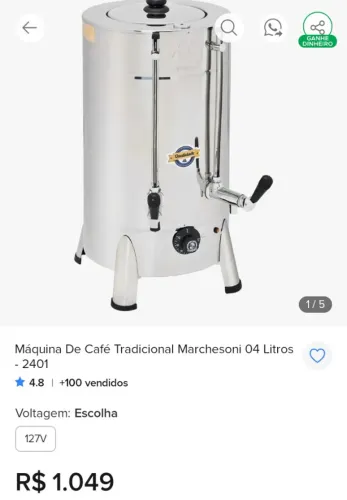 CAFETEIRA INDUSTRIAL MAECHESONI DE 4 LITROS SEMI-NOVA.