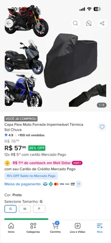 Capa proteção de moto .