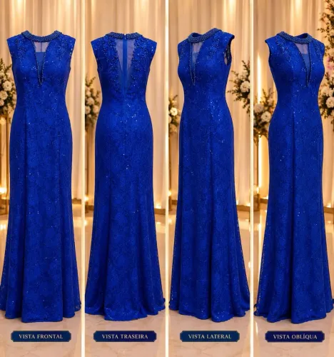 VESTIDO MADRINHA COR AZUL ROYAL , ÓTIMO ESTADO...