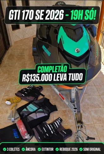 OPORTUNIDADE JET-SKI SEA-DOO GTI 170 2026 19 HORAS DE USO,NA GARANTIA ATE JANEIRO 2027.