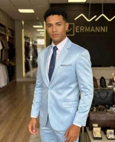 Terno Azul Bebê Poliviscose