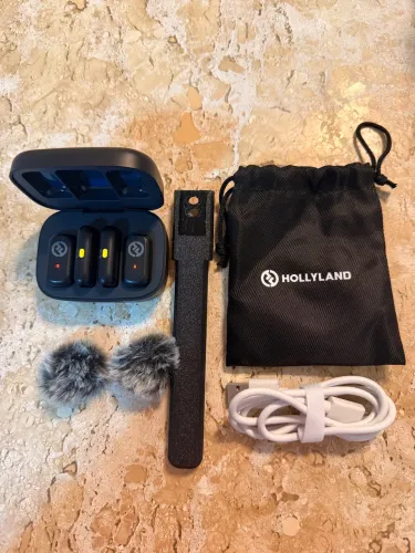 microfone hollyland lark a1 combo com entrada para IPhone e Android
