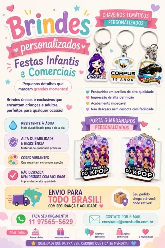 Brindes e personalização para eventos diversos 