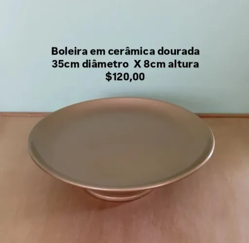 BOLEIRA EM CERÂMICA DOURADA