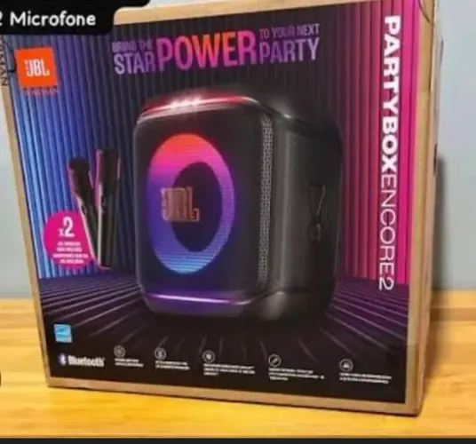 Caixa de Som JBL PartyBox Encore 2 Bluetooth 100W 2 Microfones Sem Fio + Nfe