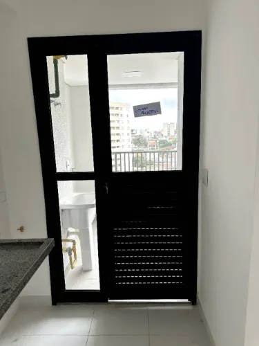 Porta para lavanderia em alumínio preta 1,20x2,10